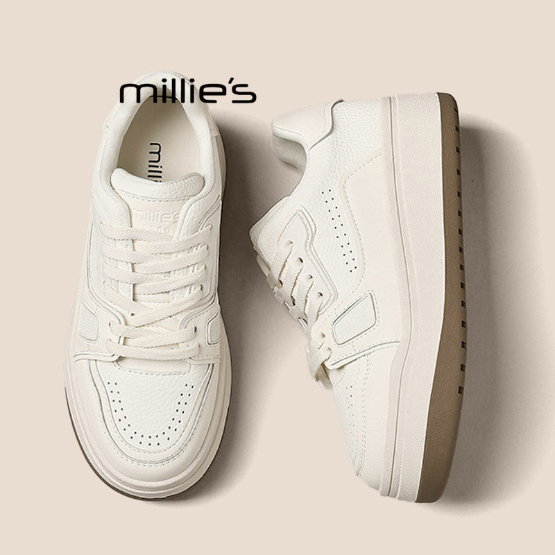MILLIE'S/妙丽2026早春款厚底增高小白鞋女时尚百搭休闲运动板鞋P