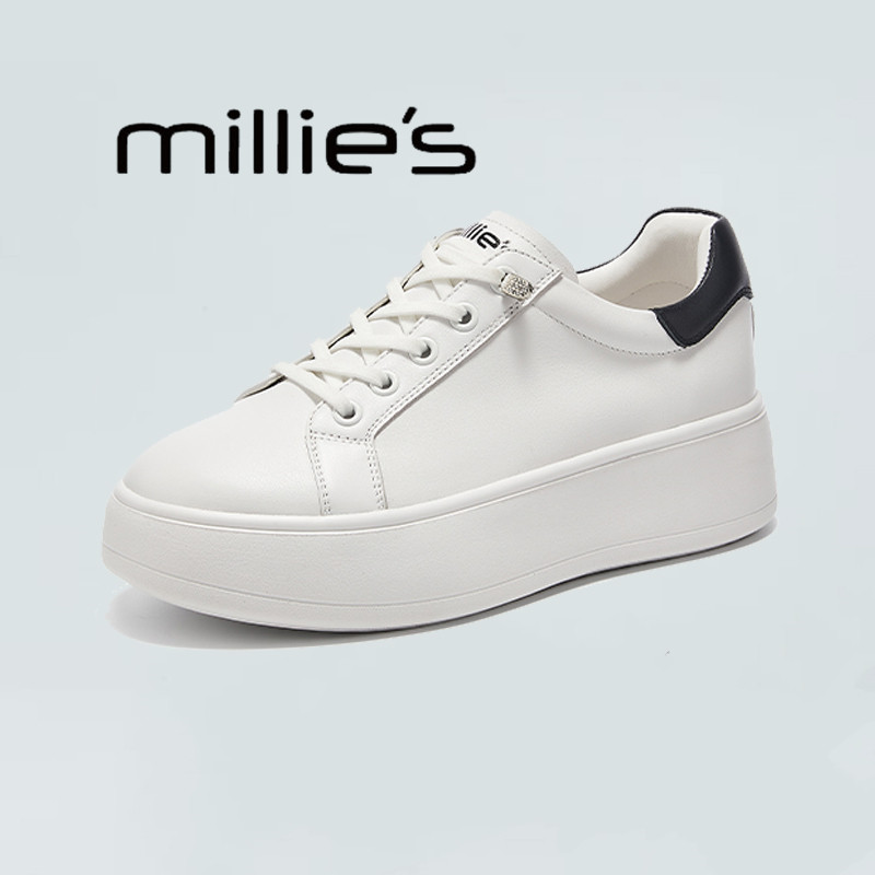 MILLIE'S/妙丽新款百搭厚底小白鞋增高低帮板鞋女运动休闲鞋子春,女鞋,休闲板鞋,淘宝优惠券,粉丝福利购,淘宝优惠卷