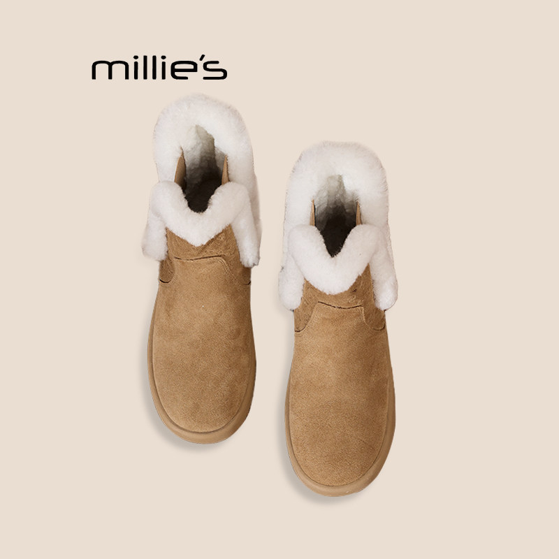 MILLIE'S/妙丽冬季加绒短靴秋冬季新款保暖雪地靴厚底短靴棉靴子Q,女鞋,时尚雪地靴,淘宝优惠券,粉丝福利购,淘宝优惠卷