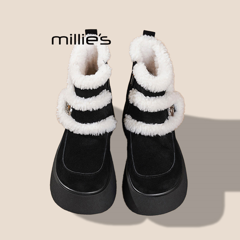 MILLIE'S/妙丽增高毛毛雪地靴女