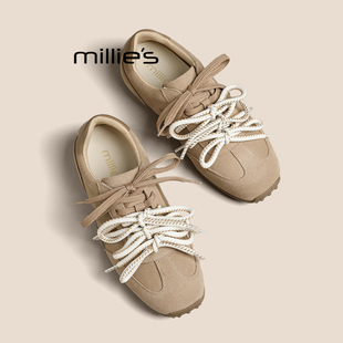 复古德训鞋 妙丽2025新款 棕色阿甘鞋 运动休闲鞋 MILLIE 百搭女鞋