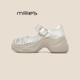 MILLIE 女夏小个子增高凉拖编织镂空洞洞鞋 妙丽厚底包头半拖鞋