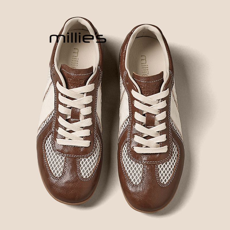 MILLIE'S/妙丽平底德训鞋女夏季网面透气薄款软底阿甘休闲运动鞋P