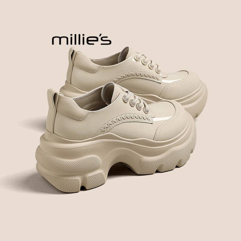 MILLIE'S/妙丽厚底深口乐福鞋女2026春季新款米杏色不累脚小皮鞋Q,女鞋,婚鞋,淘宝优惠券,粉丝福利购,淘宝优惠卷