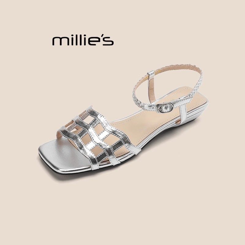 MILLIE'S/妙丽2025夏季新款时尚编织镂空凉鞋女外穿休闲沙滩鞋,女鞋,沙滩鞋,淘宝优惠券,粉丝福利购,淘宝优惠卷