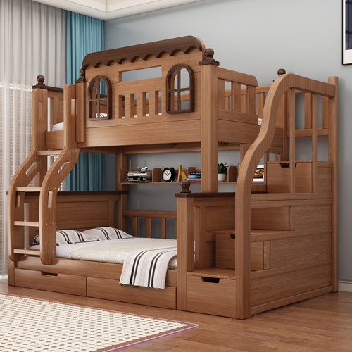 实木高低床上下床成人两层床子母床上下铺床儿童双层床母子床