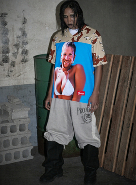 HA7MS Aphex Twin Windowlicker25SS人像比基尼短袖网眼迷彩T恤