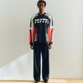 HA7MS KT赛车手双层网眼球衣长袖 卫衣全幅印花宽松街头秋冬打底