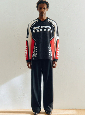 HA7MS KT赛车手双层网眼球衣长袖卫衣全幅印花宽松街头秋冬打底