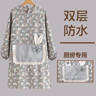 圍裙防水防油2023新款 圍裙廚房家用防污耐磨罩衣工作服女 做飯長袖