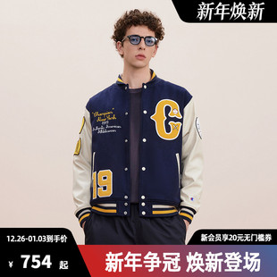 Champion冠军棒球服男秋冬款 复古校园风潮 拼接夹克棉服外套女美式