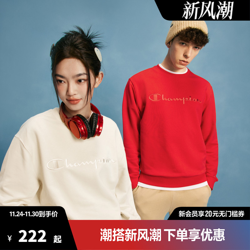 Champion冠军卫衣男2025春秋新款女刺绣圆领上衣潮牌复古情侣衣服