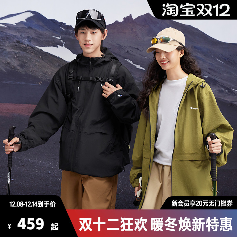 Champion冠军连帽夹克男2025秋季新款潮工装风拉链外套简约宽松女