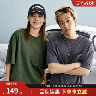 champion冠军26春夏新款男女款短袖T恤纯棉做旧休闲舒适