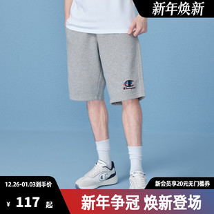 男夏季 宽松美式 纯棉运动裤 休闲裤 潮牌黑色五分裤 Champion冠军短裤
