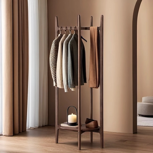 AB/北美黑胡桃木落地衣帽架转角卧室挂衣架小户型玄关架