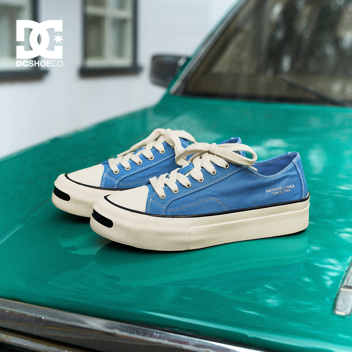 DCSHOES PIONEER 男士休闲鞋秋季新款透气牛仔布鞋子男蓝色帆布鞋图片