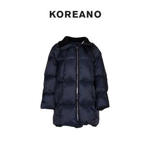 【KOREANO】冬季针织毛领茧型印花羽绒服  YZ6577(JUN)