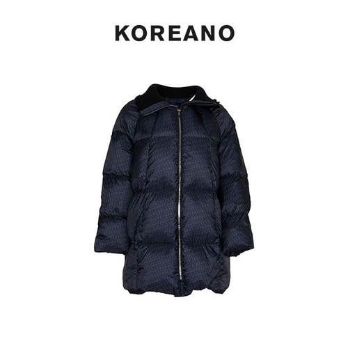 【KOREANO】冬季针织毛领茧型印花羽绒服  YZ6577(JUN)
