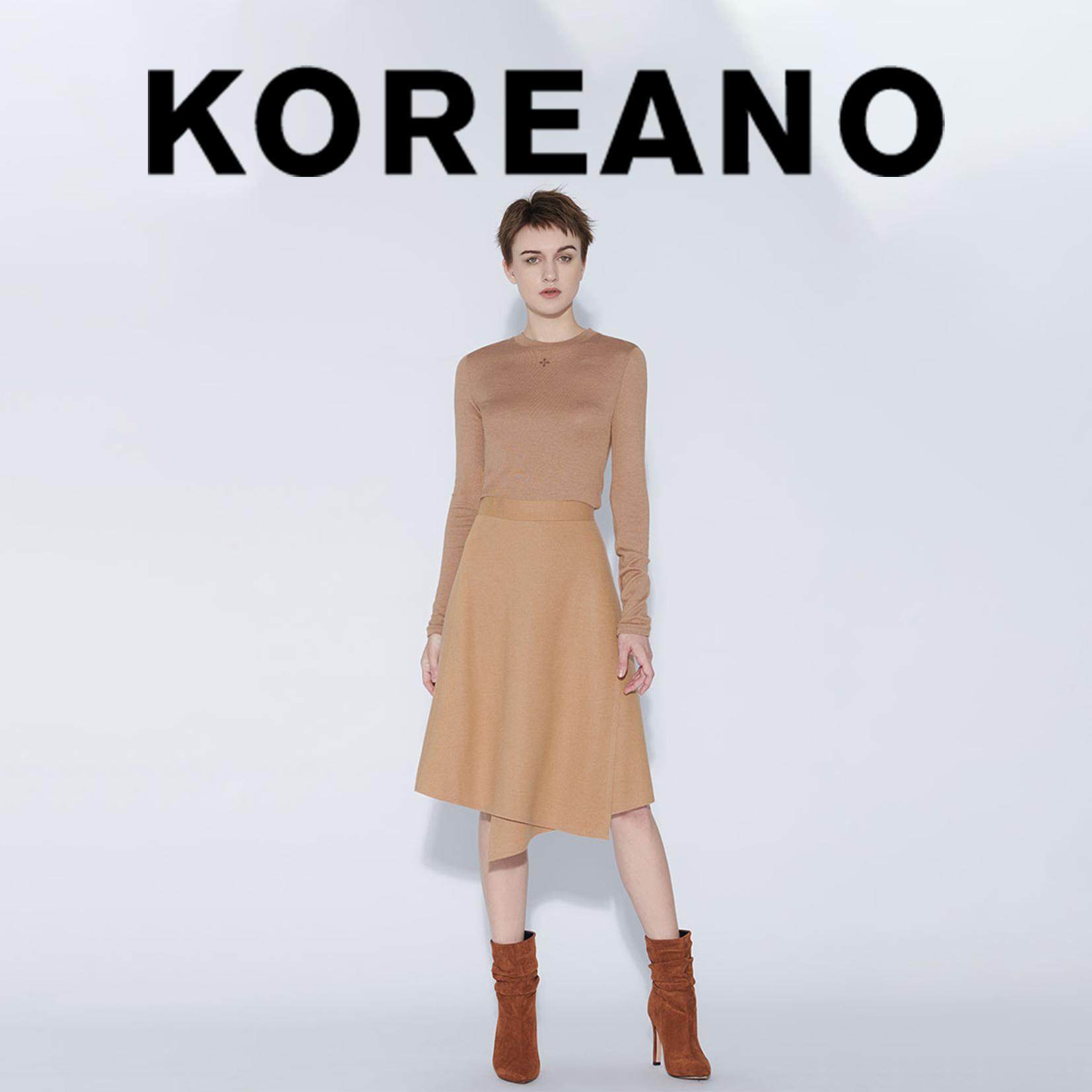 【KOREANO】冬季驼色毛针织A型半裙  QY4273