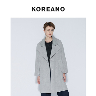 【KOREANO】冬季星月灰色大翻领插肩单门襟大衣 FY4112(JUN)