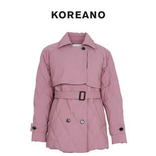 风衣式 腰带款 藕灰粉羽绒服 YZ6016 冬季 AUN KOREANO