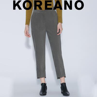 【KOREANO】冬季深灰色细密灯心绒烟管裤  KW4315