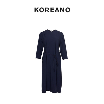 【KOREANO】春秋青黛蓝侧开叉连衣裙   LW6081(JUN)