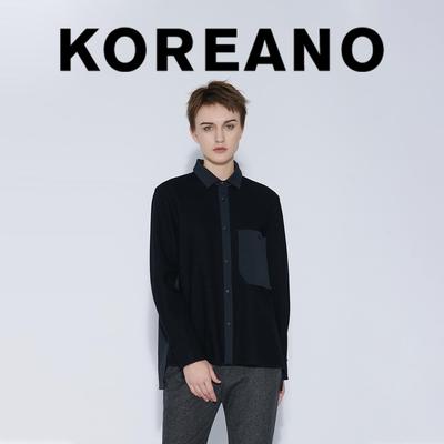 【KOREANO】冬季石墨黑宽松小H型拼接衬衫  CY4106(JUN)