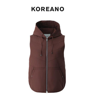 【KOREANO】冬季朱古力色连帽棉马甲  JM5675(JUN)