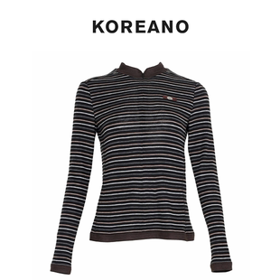 KOREANO TT6014 冬季 AUN 棕黑色律动条纹