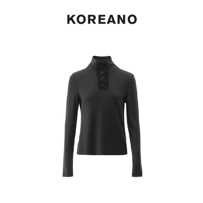 【KOREANO】冬季咖啡色瘦身打底T恤 【H】 TT3434(JUN)B