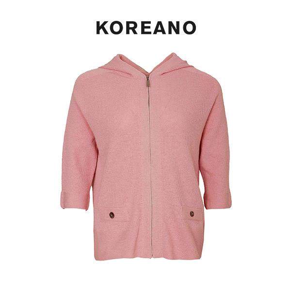 【KOREANO】春秋蜜桃粉色连帽拉链开衫  ZK5081(UN)J