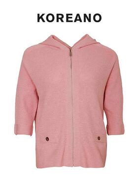 【KOREANO】春秋蜜桃粉色连帽拉链开衫  ZK5081(UN)J