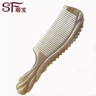 厂家雕花牛角梳 白牦牛角梳大号按摩梳背MNJ18-1-H直发卷发工艺梳