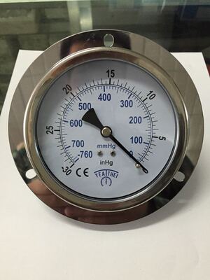 100MM 轴向带后边 真空压力表 -760-0mmhg -30inhg 3/8螺纹