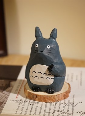 优选可爱猫手工木雕摆件卡通治愈系办公桌面装饰品送闺蜜女生礼物