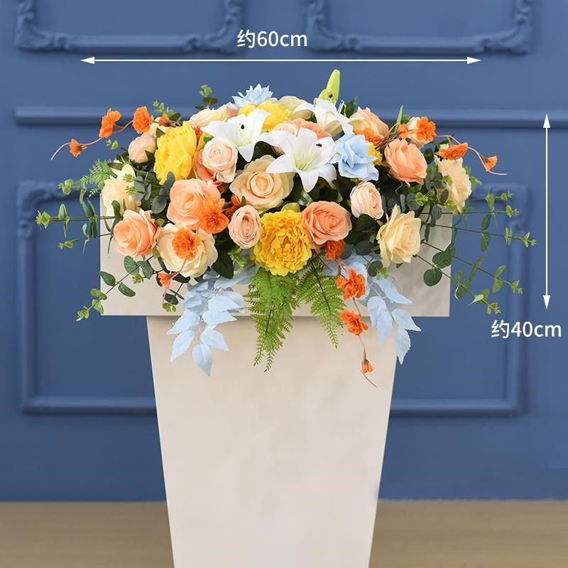 优选高档讲台花商务会议酒店司仪台花演讲台签到台装饰仿真花假花