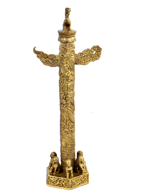 优选纯铜华表摆件流云龙柱望柱办公室客厅装饰品摆设