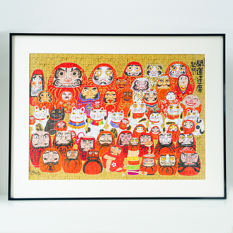 优选开运达磨500片拼图框1000片拼图相框五百罗汉达摩窄边画框挂