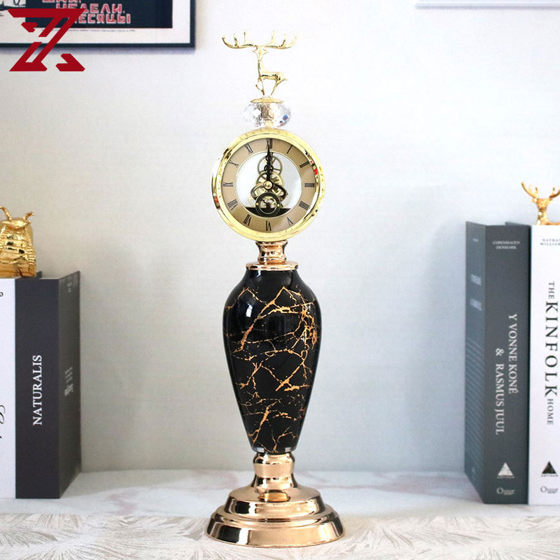 批发欧式复古座钟客厅家用桌面摆钟台式钟表轻奢台钟时钟摆件