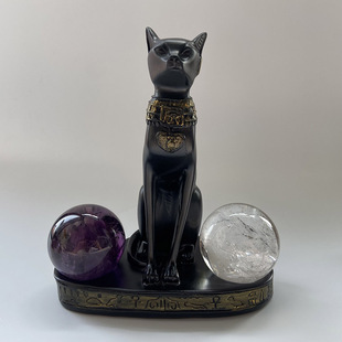 水晶球底座摆件树脂法师猫球型置物架球型底座创意办公家居摆件