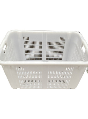 加厚塑料菜筐 白色食品配送框 690*480*370mm运输周转框 带铁提手