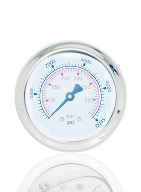 供轴向全钢压力表不锈钢横向背装高压YBF40Z 340BAR 5000PSI G1/4