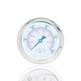 供轴向全钢压力表不锈钢横向背装 5000PSI 340BAR 高压YBF40Z