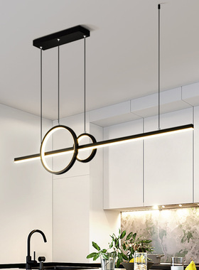 一字线条餐厅吊灯长方形餐桌灯北欧极简吧台收银台前台办公室灯具