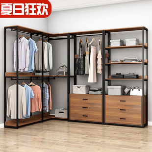 步入式 衣帽间架子多功能带抽屉衣帽架卧室落地挂衣架组合开放衣柜