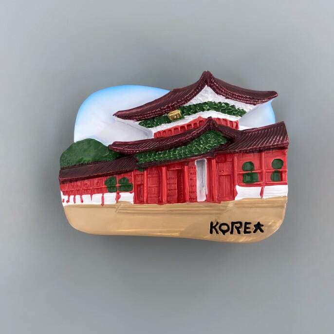 韩国首尔五大宫之首景福宫旅游纪念彩绘立体装饰工艺品磁贴冰箱贴