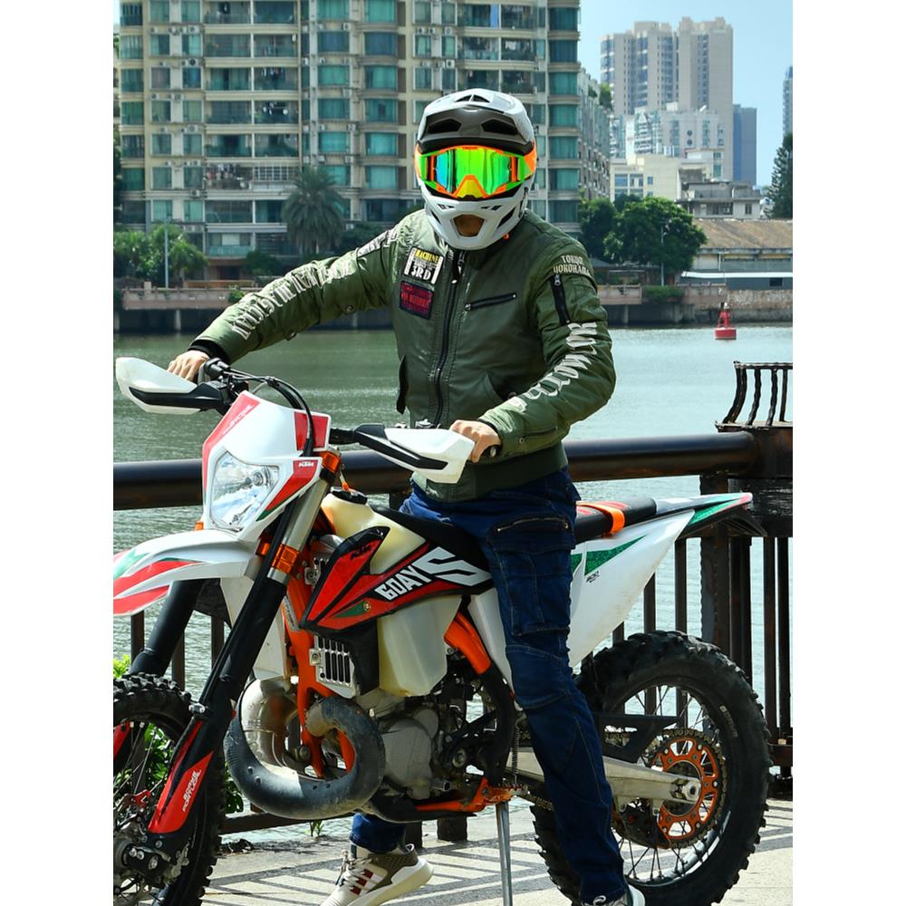 冬季加绒加厚骑行服男摩托车哈雷复古风休闲通勤短款机车夹克防摔