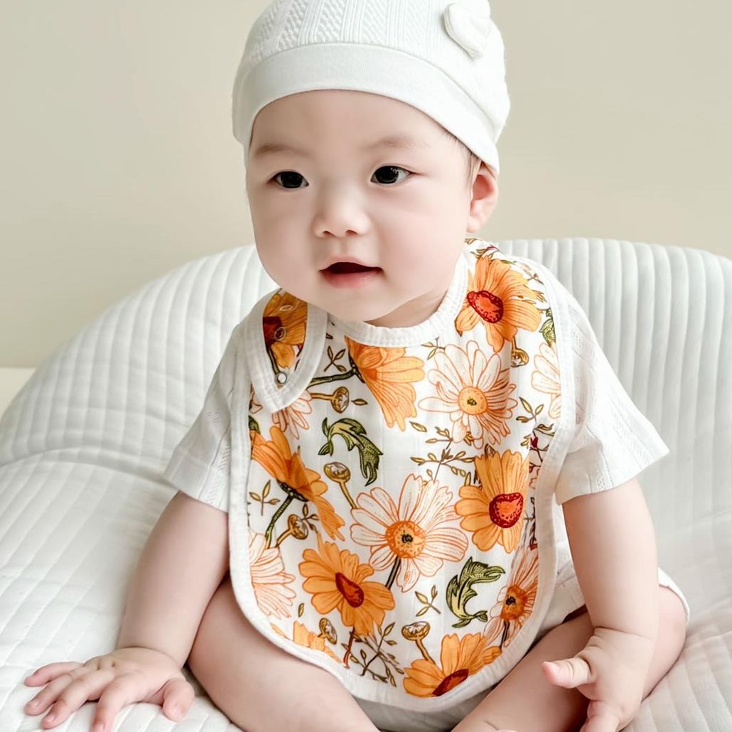 出口婴儿围嘴超柔竹棉6层纱布男女宝宝新生围兜防吐奶口水巾0-3岁